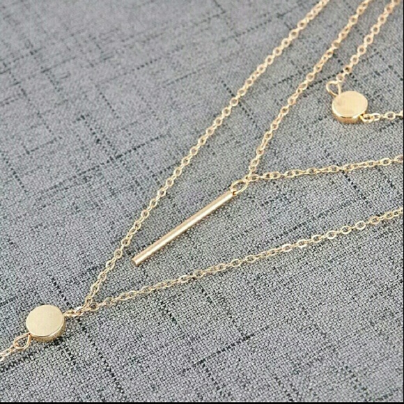 Dainty 3 Layer Chain Gold Tone Necklace - Picture 2 of 5